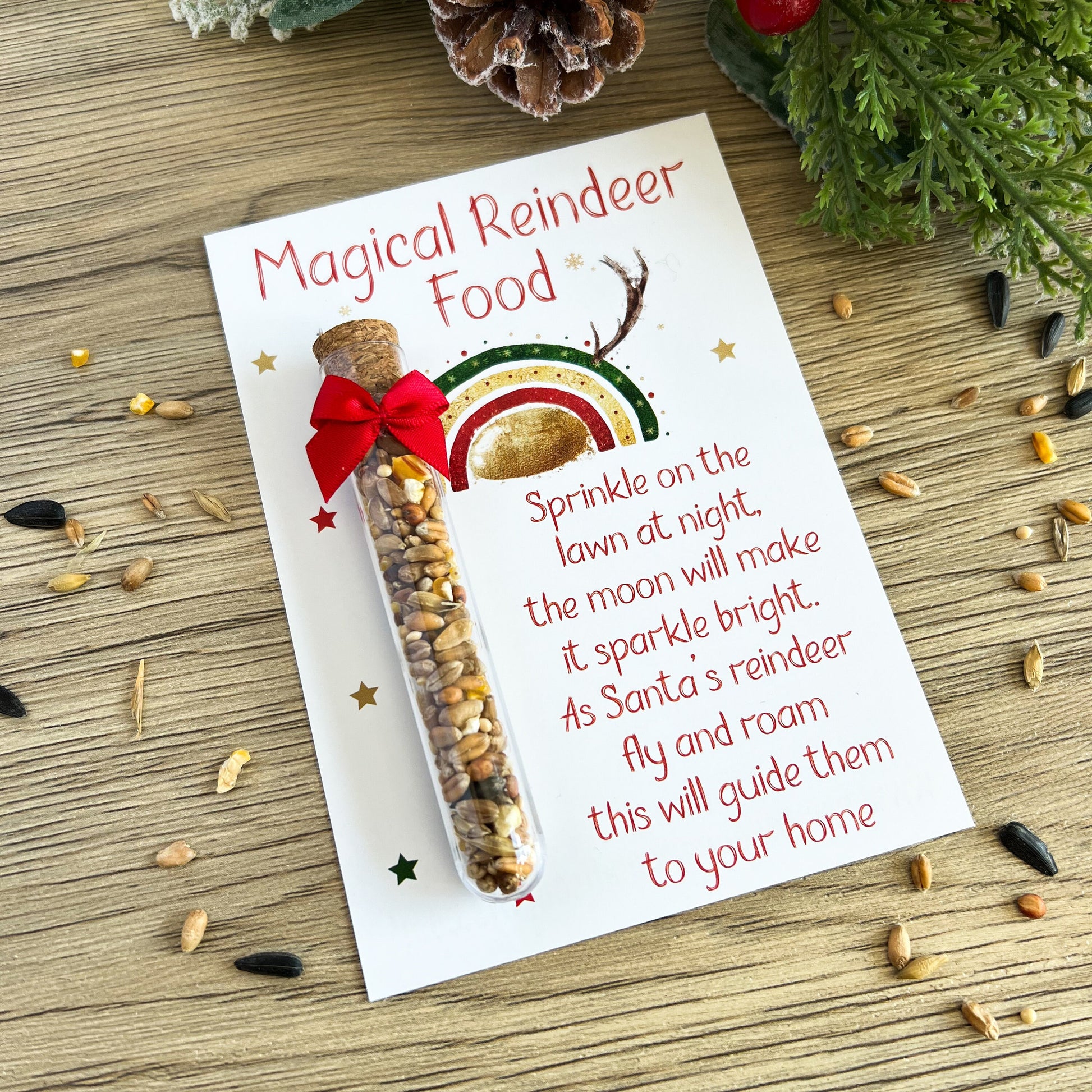 Christmas Eve Box Filler Reindeer Food in Wildlife – Friendly Plastic Tube with Cork