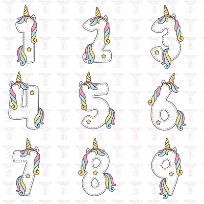 Personalised Unicorn Birthday T – Shirt ANY AGE – Cotton White Top, any number any age, (Set 4) - 6-12 months