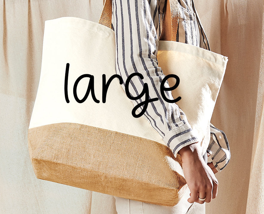 Vacay Mode Cotton Jute Tote Bag – Personalised Holiday Beach Bag, Positivity Quote Gift, Medium & XL – Product Photo