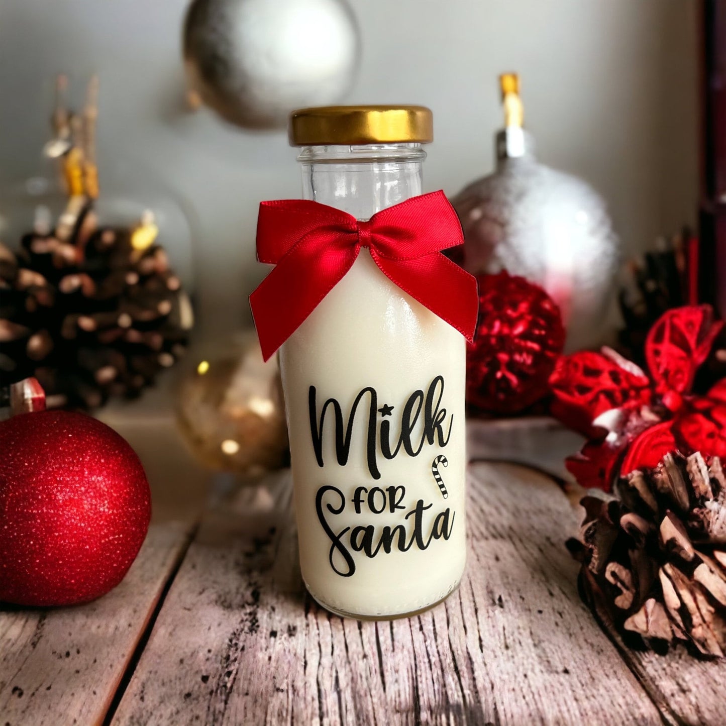 Santa's Milk Bottle with Gold Cap – Durable and Reusable for Magical Christmas Memories