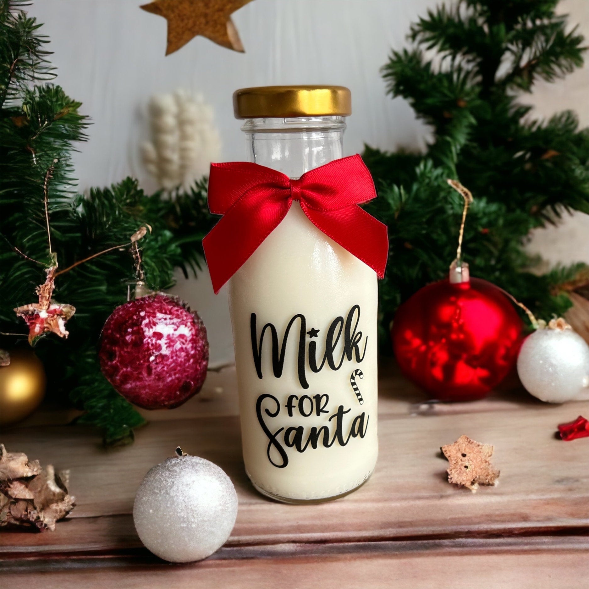 Santa's Milk Bottle with Gold Cap – Durable and Reusable for Magical Christmas Memories