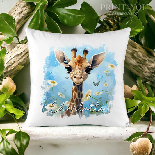 Personalised Giraffe Cushion – Soft Cushion Cover With Zip Closure & Custom Text Pillow - Cushion cover only