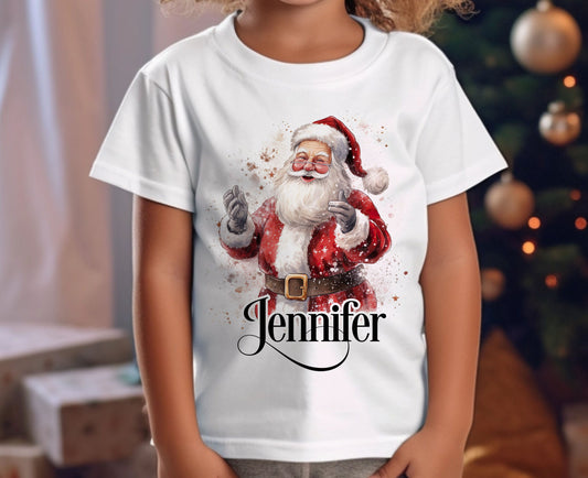 Personalised Children's Christmas T – Shirt – Unisex Design, magical Father Christmas and Name - 6-12 months  T-shirt