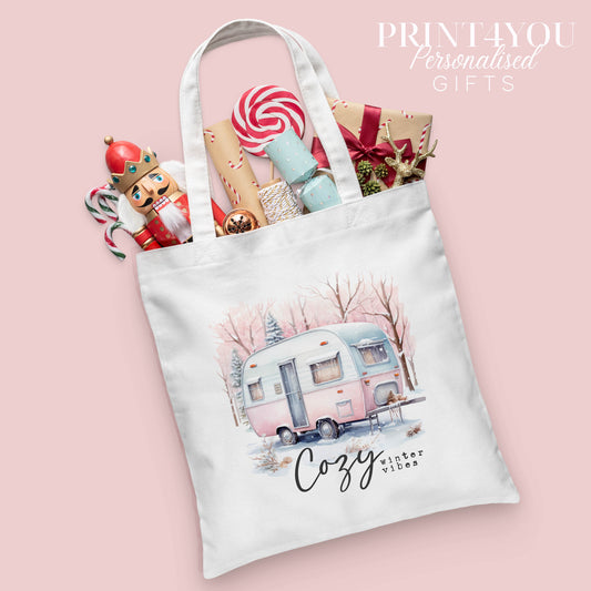 Personalised Christmas Tote Bag – Winter Design Cotton Shopper