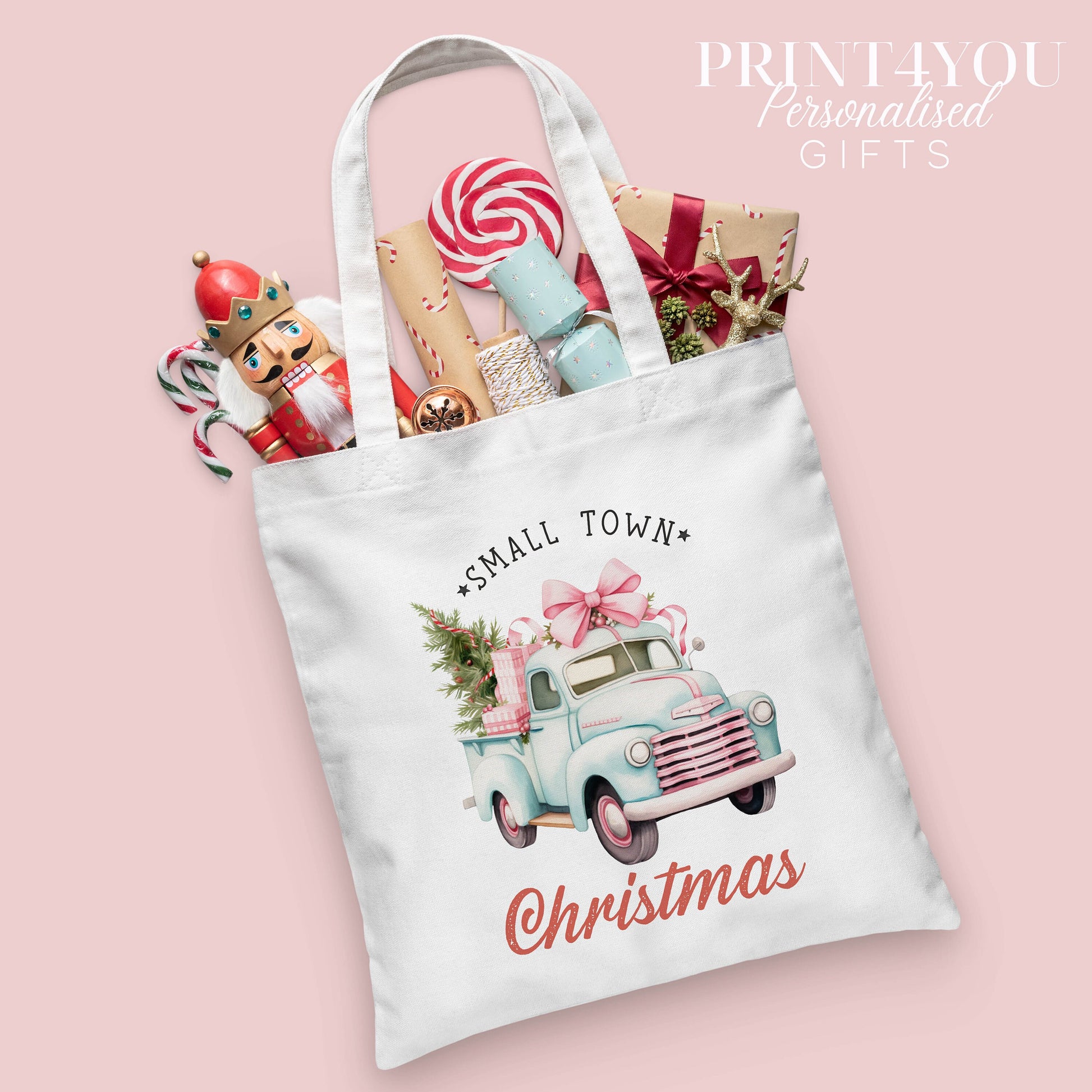 Personalised Christmas Truck Tote Bag – Small Town Cotton Shopper
