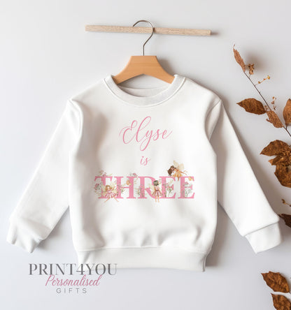 Personalised pink fairy birthday jumper with name and age, alternate view, 1-2 years – Print4You Personalised Gifts