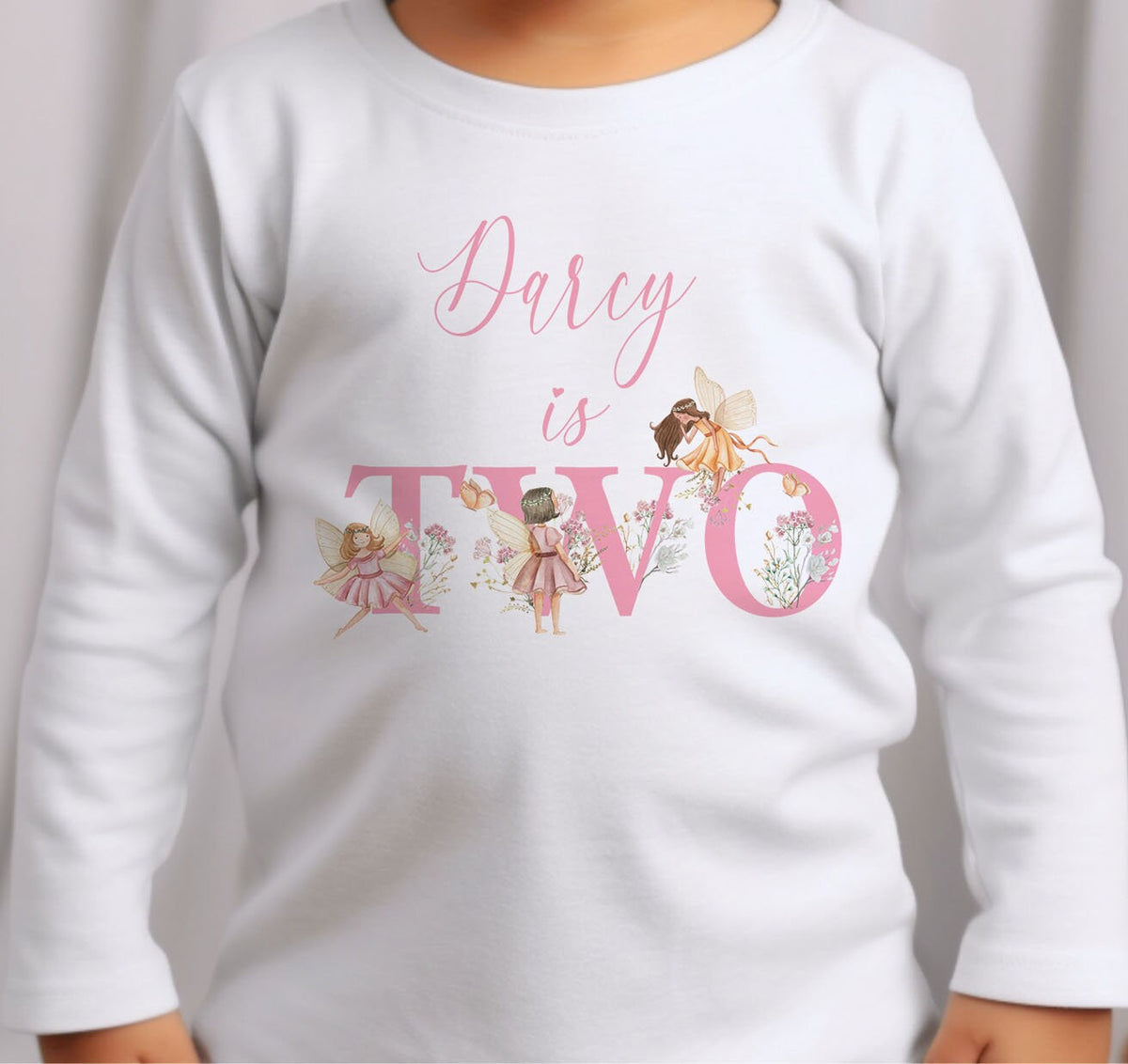 Personalised pink fairy birthday t-shirt, white cotton, size 3-4 years – Print4You Personalised Gifts