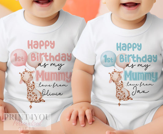 Happy Birthday Mummy, 1st Birthday as My Mummy, Sleepsuit Baby grow Bodysuit Vest, Mum Birthday, Mummy Birthday - Bib