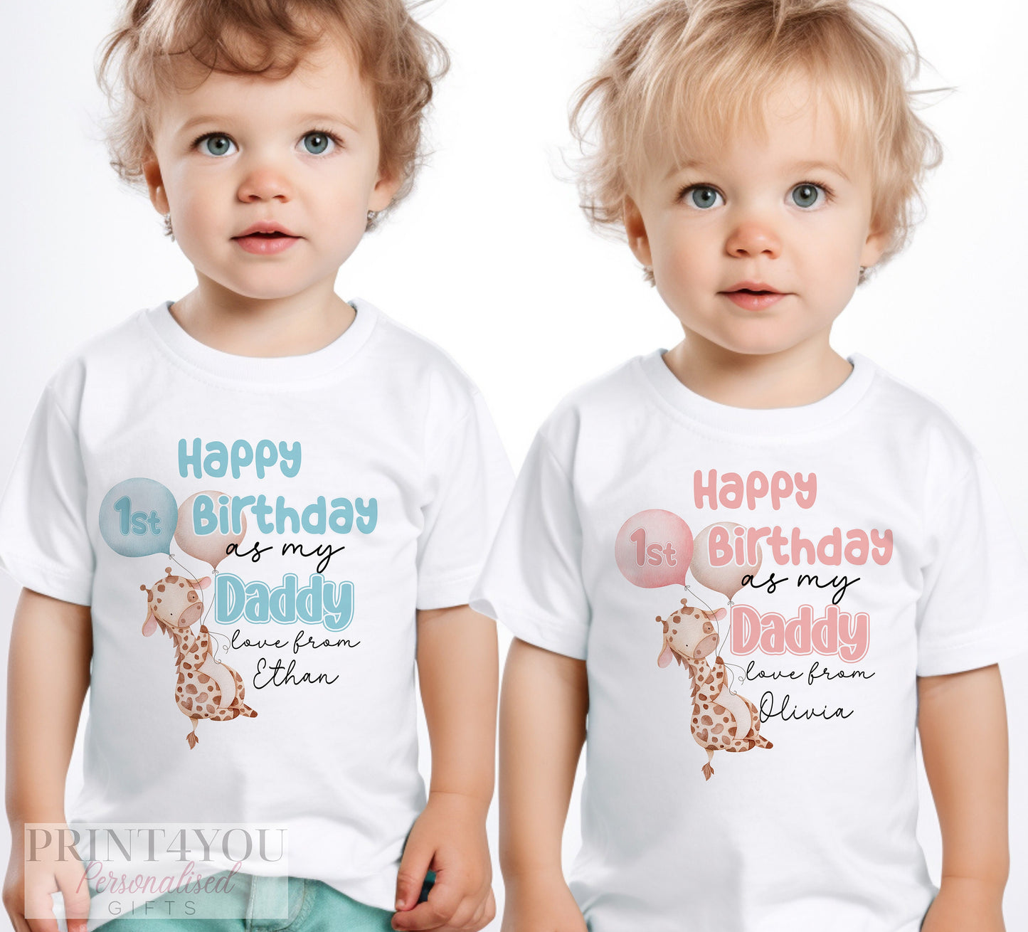 Personalised 'Happy Birthday Daddy' sleepsuit laid flat, showing the design.