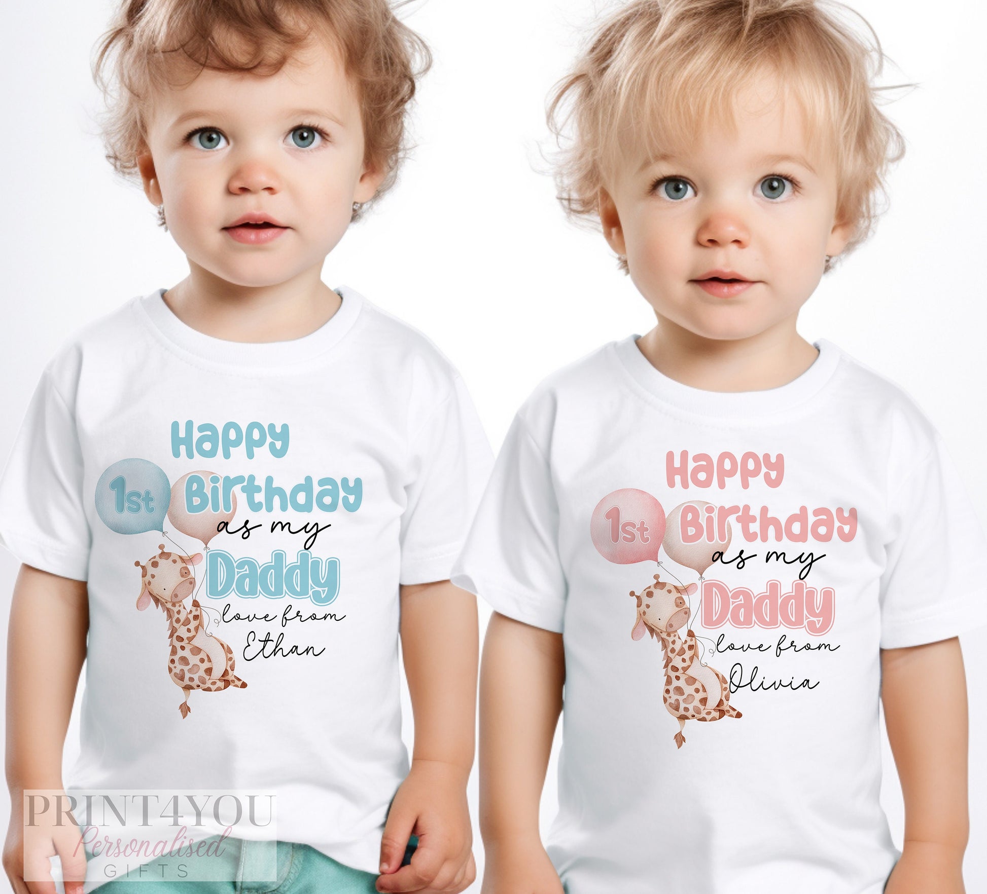 Personalised 'Happy Birthday Daddy' sleepsuit laid flat, showing the design.
