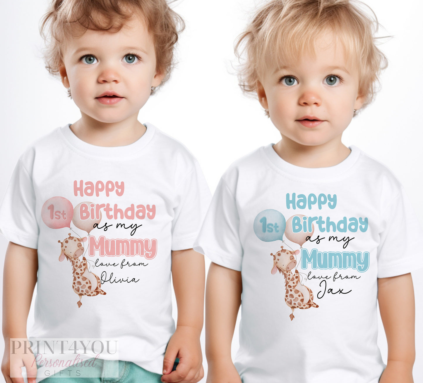 Personalised white cotton baby bib for Mummy's first birthday as a mum, with popper fastening