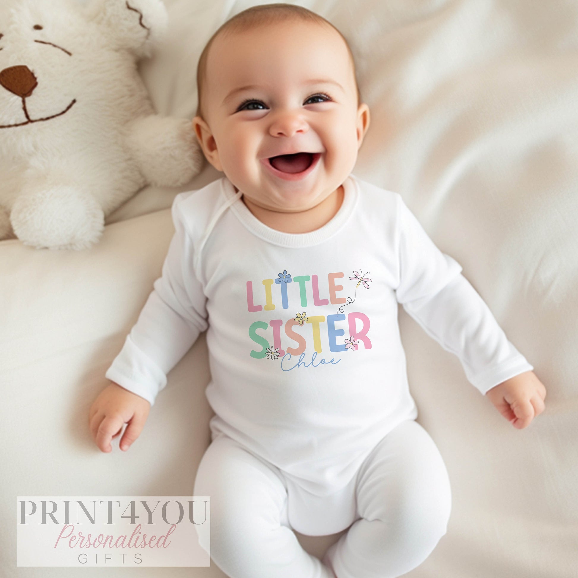 Personalised Little Sister t-shirt, new sister announcement gift