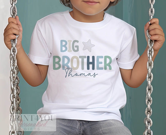 Promoted to Big Brother, Little Brother Personalised Cotton T – Shirt, LiBig brother Top, Big Brother Gift, Pregnancy Announcement, - 6-12 months  T-shirt